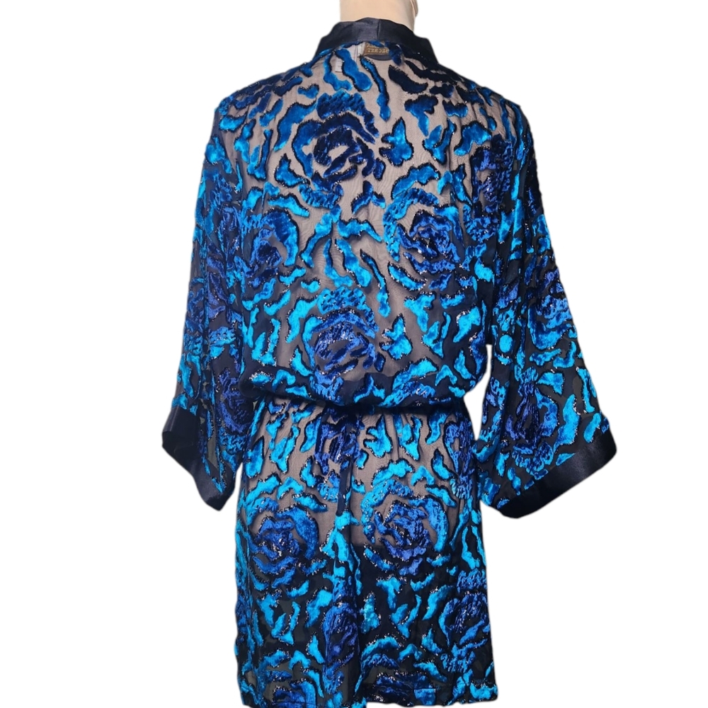 Vintage 90s Victoria's Secret Gold Label Burnout Velvet Kimono Robe Whimsigoth - Picture 4 of 13